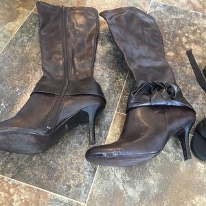 Brown heeled boots